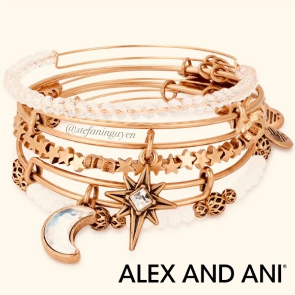 Alex and Ani Jewelry - ⬇️ NWT Alex & Ani Rose Gold Star Beaded Bangle